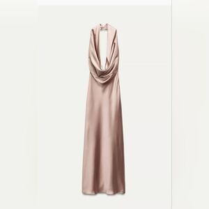 Zara Backless Satin Dress in Blush